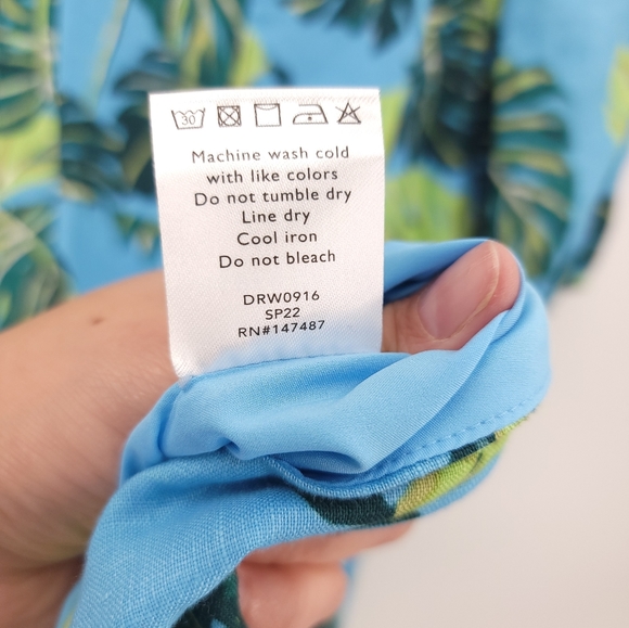 Draper James "June" 100% Linen Tropical Floral Midi Dress Pockets - Picture 12 of 16